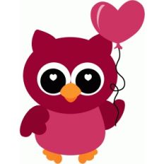 valentine owl holding balloon