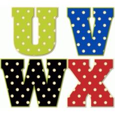 polka dot alphabet u-x
