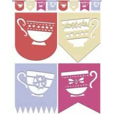 first set of tea cup pennant flags