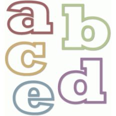 outline alphabet a,b,c,d,e