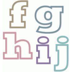 outline alphabet f,g,h,i,j