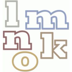 outline alphabet k,l,m,n,o