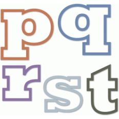 outline alphabet p,q,r,s,t