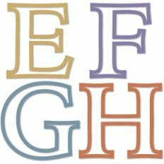 outline alphabet e f g h