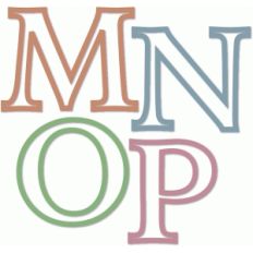 outline alphabet m n o p
