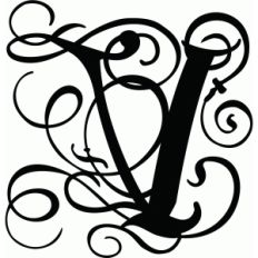 calligraphy flourish monogram v