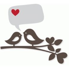 lovebirds w/heart branch and bubble