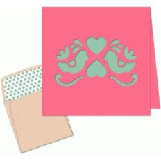 birds and hearts mini valentine card + envelope