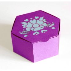 hexagon hinge top box with large flower and hearts