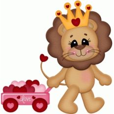 valentine lion pullling wagon