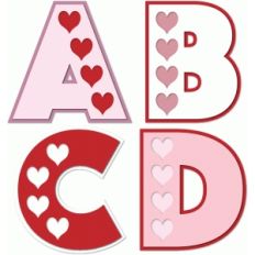 hearts alphabet a b c d