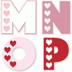 hearts alphabet m n o p