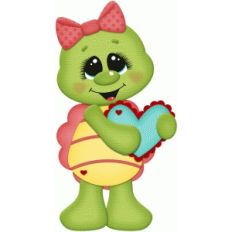 valentine turtle holding heart