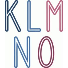 skinny outline alphabet k-o