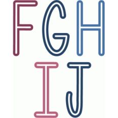 skinny outline alphabet f-j