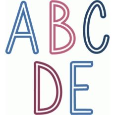 skinny outline alphabet a-e