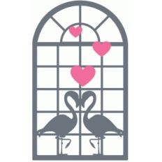 flamingo love scene window