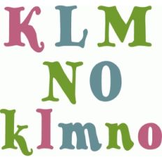 cute handwritten block alpha k-o