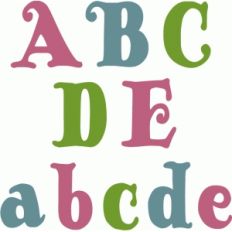cute handwritten block alpha a-e