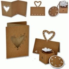 wedding leafy heart card, placecard and favour box