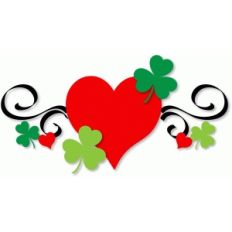 heart with shamrocks and scrolls