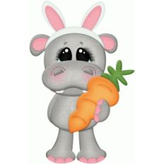 easter hippo holding carrot