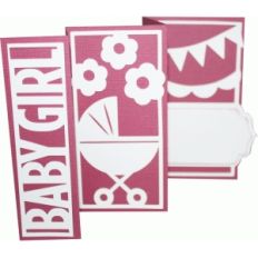 accordion fold card - baby girl
