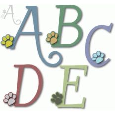 paw print alphabet - a-e