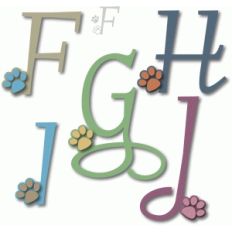 paw print alphabet - f-j
