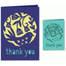 bird and flowers thank you card