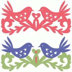 birds and flowers flourishes set