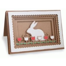 bunny in a tulip garden shadow box folded card