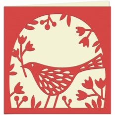 bird with flowers papercut 5x5 card