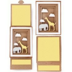 elephant giraffe shadow box sliding card