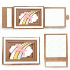 unicorn rainbow shadow box sliding card