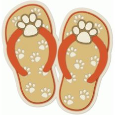 dog paw motif flip flops