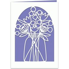 jar of flowers 5x7 papercut card with liner