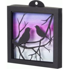 3d robins on branches shadow box