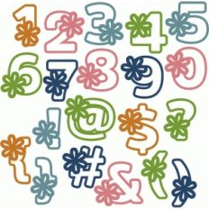 flower block outline alphabet - numbers punctuation