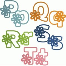 flower block outline alphabet p-t
