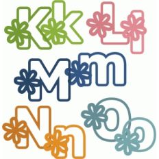 flower block outline alphabet k-o