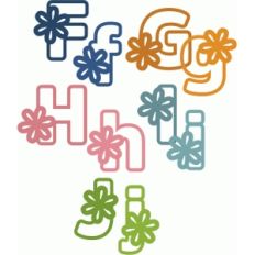 flower block outline alphabet f-j