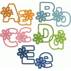 flower block outline alphabet a-e