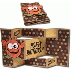 monster birthday tri-shutter card