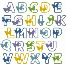butterfly block outline alphabet - uppercase