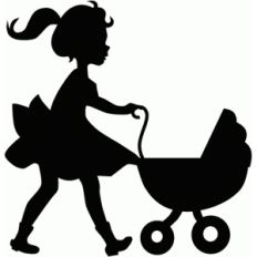 little girl with doll buggy