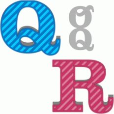 shaped letter card q-r