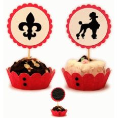 french pastry cup poodle fleur picks