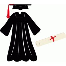 graduation robes and diploma