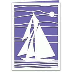 yacht papercut 7x5 card